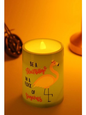 BK Commerce LED Mum 3lü Flamingo Bardak Tipi Pilli Dumansız Alevli Dekoratif Yapay Mum 10 cm