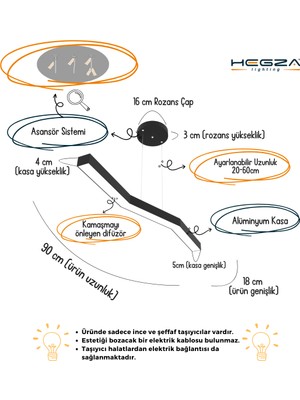 Hegza Lighting Gabbiano (Beyaz Kasa, Doğal Beyaz) Ledli Modern Sarkıt LED Avize