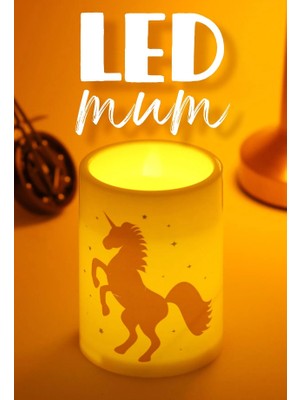 BK Commerce LED Mum 3lü Unicorn Bardak Tipi Pilli Dumansız Alevli Dekoratif Yapay Mum 10 cm