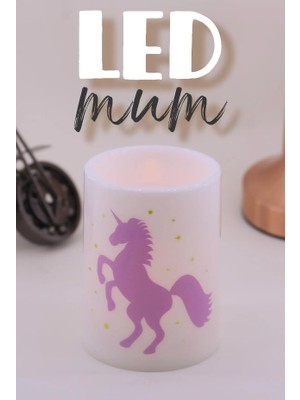 BK Commerce LED Mum 3lü Unicorn Bardak Tipi Pilli Dumansız Alevli Dekoratif Yapay Mum 10 cm