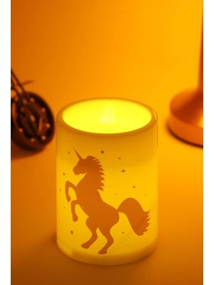 BK Commerce LED Mum 3lü Unicorn Bardak Tipi Pilli Dumansız Alevli Dekoratif Yapay Mum 10 cm