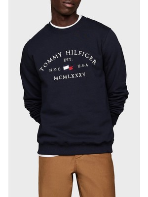 Tommy Hilfiger Pamuklu Regular Fit Bisiklet Yaka Logo Nakışlı Sweat Erkek Sweat MW0MW35526 Dw5