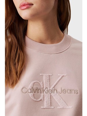 Calvin Klein Logo Işlemeli Pamuklu Comfort Fit Bisiklet Yaka Sweat J20J224652TER Bayan Sweat J20J224652 Ter