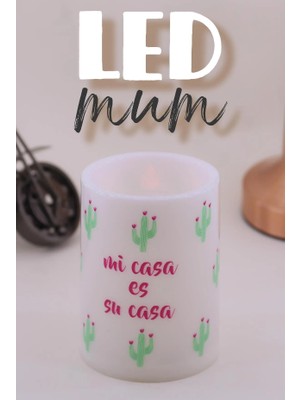 BK Commerce LED Mum 3lü Kaktüs Bardak Tipi Pilli Dumansız Alevli Dekoratif Yapay Mum 10 cm