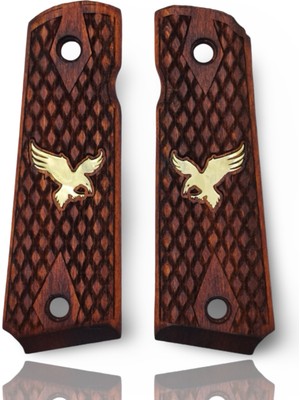 Zib Grips Silah Kabzası - Colt 1911, Girsan Mc 1911 ile Uyumlu - Meşe Renk - Metal Logolu - CLT1911MS023L2