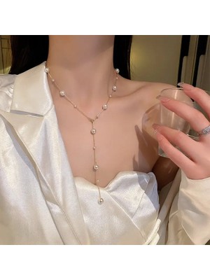 Lovisa Accessories El Emeği Inci Detaylı Zincir Kolye, Choker Inci Kolye