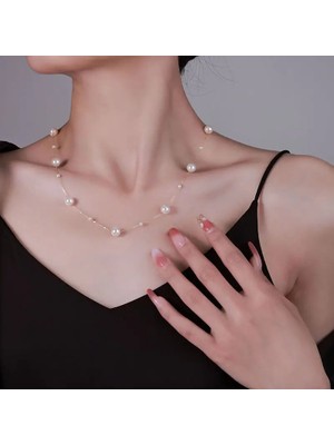 Lovisa Accessories El Emeği Inci Detaylı Zincir Kolye, Choker Inci Kolye