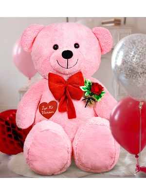 Özgüner Oyuncak Harika Peluş 130 cm Güllü Kalpli Papyonlu Büyük Ayıcık %100 Yerli