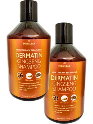 Policlear Dermatin Shampoo Ginsengli Özel Bakım Şampuanı 500 ml x 2 adet + Jel