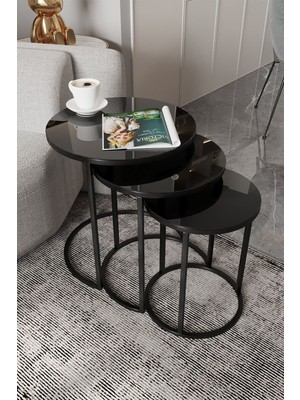 Dekoport Milas Zigon Sehpa - Siyah Cam