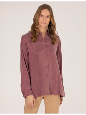 Pierre Cardin Kadın Gül Kurusu Comfort Fit Uzun Kollu Gömlek 50254167-VR026