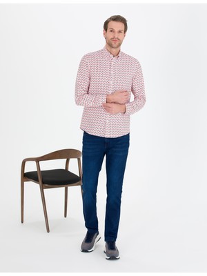 Pierre Cardin Erkek Nar Çiçeği Slim Fit Uzun Kollu Gömlek 50264910-VR039