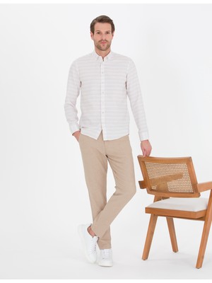 Pierre Cardin Erkek Açık Kahverengi Carrot Fit Beli Lastikli Kanvas Pantolon 50268426-VR002