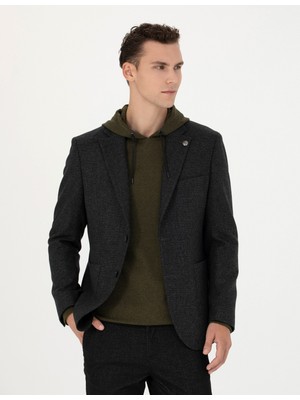 Pierre Cardin Erkek Antrasit Slim Fit Yün Karışımlı Ceket 50276921-VR006