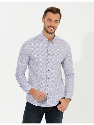 Pierre Cardin Erkek Mor Slim Fit Uzun Kollu Gömlek 50259486-VR038