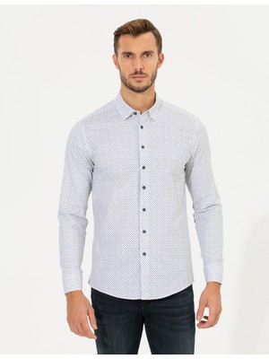 Pierre Cardin Erkek Yeşil Slim Fit Uzun Kollu Gömlek 50259486-VR054