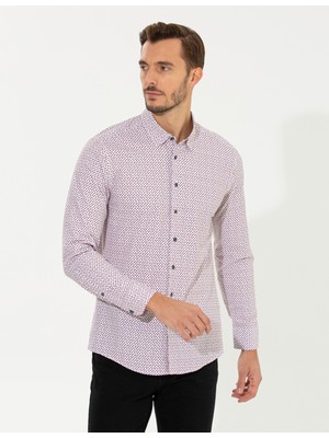 Pierre Cardin Erkek Bordo Slim Fit Uzun Kollu Gömlek 50259486-VR014