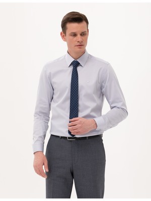 Pierre Cardin Erkek Gri Slim Fit Uzun Kollu Klasik Gömlek 50268201-VR024