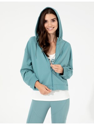 Pierre Cardin Kadın Mint Crop Top Fermuarlı Sweatshirt 50247426-VR152