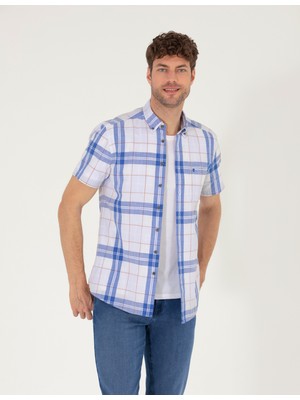 Pierre Cardin Erkek Saks Regular Fit Kısa Kollu Gömlek 50269179-VR045