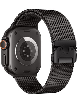 AktarMobile Apple Watch 6 5 4 3 2 1 Se 42 44 mm Uyumlu Hasır Çelik Örgü Kordon Premium Çelik Kayış Kilitli Toka
