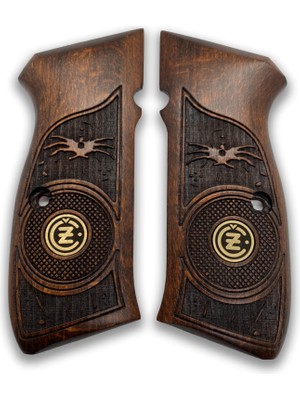 Zib Grips  Kabzası - Cz 75, Canik 55, S120, L120 ile Uyumlu - Koyu Kahverengi Renk - Metal Logolu - CZ75CV027L1