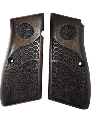 Zib Grips  Kabzası - Zig 14, Browning Hp, High Power 14, Dik Kasa, Browning Halkalı (Halka Için Kesim Yaptırmak Için Mesaj Atın), Halkasız ile Uyumlu - Koyu Kahverengi Renk - BRWHPCV012