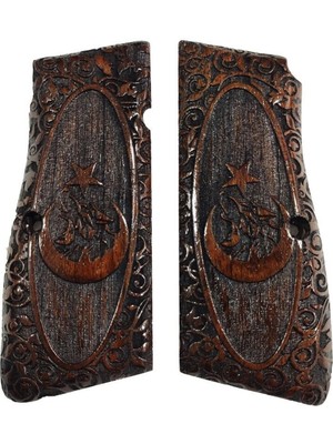 Zib Grips  Kabzası - Zig 14, Browning Hp, High Power 14, Dik Kasa, Browning Halkalı (Halka Için Kesim Yaptırmak Için Mesaj Atın), Halkasız ile Uyumlu - Koyu Kahverengi Renk - BRWHPCV045