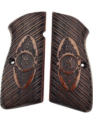 Zib Grips  Kabzası - Zig 14, Browning Hp, High Power 14, Spor Kasa ile Uyumlu - Koyu Kahverengi Renk - BRWHPSCV022