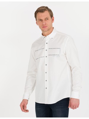 Pierre Cardin Erkek Beyaz Regular Fit Uzun Kollu Gömlek 50266025-VR013