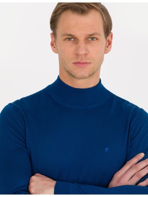 Pierre Cardin Erkek İndigo Slim Fit Yarım Balıkçı Yaka Yün Karışımlı Basic Triko Kazak 50257313-VR106