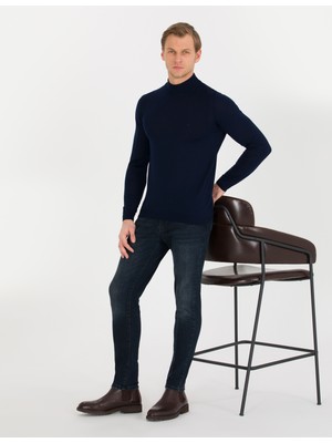Pierre Cardin Erkek Lacivert Slim Fit Yarım Balıkçı Yaka Yün Karışımlı Basic Triko Kazak 50257313-VR033