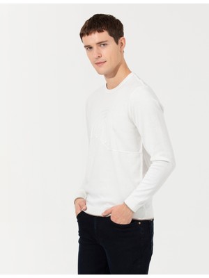 Pierre Cardin Erkek Ekru Regular Fit Bisiklet Yaka Triko Kazak 50258657-VR019