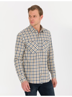 Pierre Cardin Erkek Bej Regular Fit Uzun Kollu Gömlek 50260373-VR011