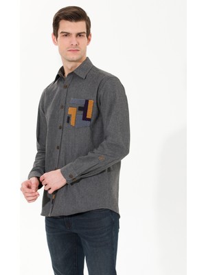 Pierre Cardin Erkek Antrasit Comfort Fit Uzun Kollu Gömlek 50262457-VR006