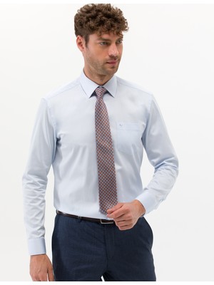 Pierre Cardin Erkek Açık Mavi Parlak Saten Regular Fit Uzun Kollu Basic Gömlek 50268202-VR003