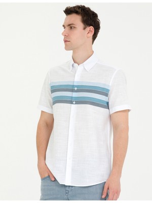 Pierre Cardin Erkek Lacivert Slim Fit Kısa Kollu Gömlek 50269452-VR033