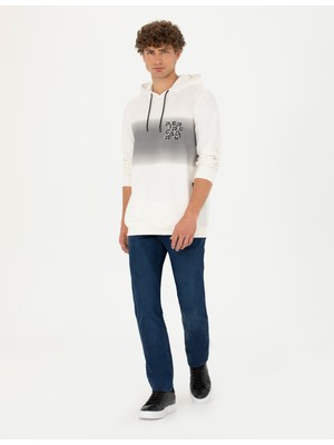 Pierre Cardin Erkek Ekru Regular Fit Kapüşonlu Sweatshirt 50272827-VR019