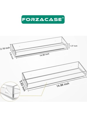 Forzacase 2 Adet Yapışkan Monteli Minimalist Tasarımlı Akrilik Şeffaf Duvar Banyo Mutfak Rafı FC857