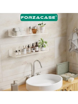 Forzacase 2 Adet Yapışkan Monteli Minimalist Tasarımlı Akrilik Şeffaf Duvar Banyo Mutfak Rafı FC857