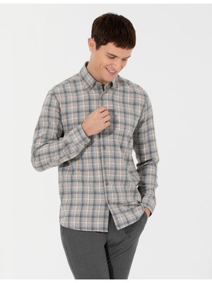 Pierre Cardin Erkek Gri Slim Fit Uzun Kollu Gömlek 50259491-VR024