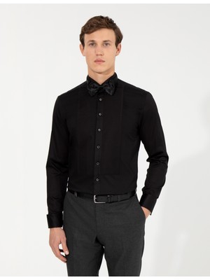 Pierre Cardin Erkek Siyah Slim Fit Smokin Gömlek 50251063-VR046