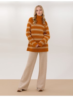 Pierre Cardin Kadın Krem Melanj Loose Fit Triko Pantolon 50260593-VR159