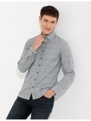 Pierre Cardin Erkek Mavi Slim Fit Uzun Kollu Gömlek 50259533-VR036