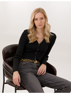 Pierre Cardin Kadın Siyah Ex. Slim Fit Hırka 50259941-VR046