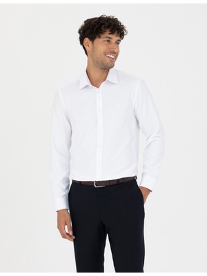 Pierre Cardin Erkek Beyaz Slim Fit Uzun Kollu Gömlek 50277784-VR013