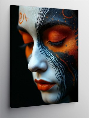 Tablomega Kanvas Tablo Yüzü Boyalı Kadın