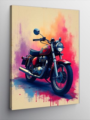 Tablomega Kanvas Tablo Renkli Motosiklet