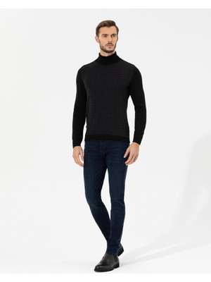 Pierre Cardin Erkek Siyah Slim Fit Balıkçı Yaka Triko Kazak 50259787-VR046