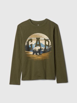 Gap Erkek Çocuk Haki Grafikli T-Shirt